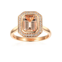 585er Rotgold Damenring mit Morganit 2,0 ct. und Diamanten 0