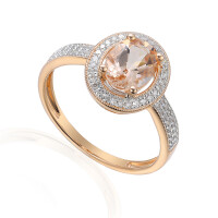 585er Rotgold Damenring mit Morganit 0,9 gallery