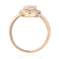 585er Rotgold Damenring mit Morganit 0,94ct. und Diamanten 0
