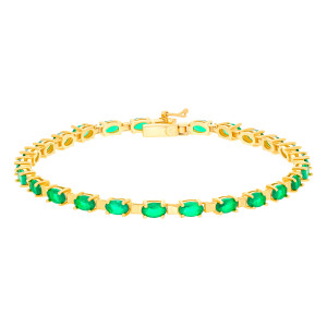585er Gold Armband mit Smaragd 19 cm Smaragdarmband...