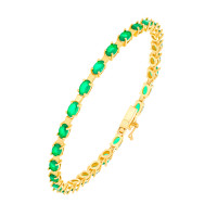 585er Gold Armband mit Smaragd 19 cm Smaragdarmband Smaragdschmuck Armschmuck Etui