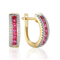 Damen 585er Gelbgold Ohrringe synth. Rub gallery