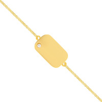 Armband 585er Gelbgold Gravurplatte mit Zirkonia Armkette Goldarmband Goldener Bar