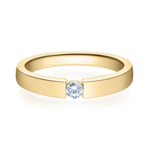 375er Gelbgold Spannring mit Diamant 0,08ct. Antragsring Verlobungsring Gr. 50