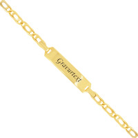 585er Gelbgold ID Armband mit Gravurplatte Goldarmband Tigerauge Kinderarmband