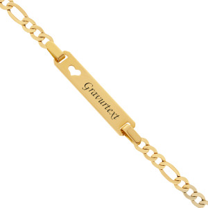 585er Gold ID Armband Gravurplatte mit Herz Goldarmband Armkette Kinderarmband