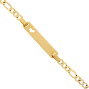 585er Gold ID Armband Gravurplatte mit Herz Goldarmband...