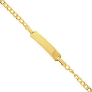 585er Gold ID Armband mit Gravurplatte Goldarmband Armkette Kinderarmband 