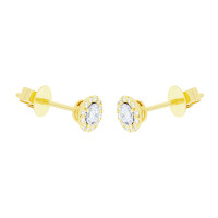 Paar 585er Gelbgold Diamanten Ohrstecker 0,21ct Solitaire Ohrringe Brilliant 14K