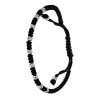 Geflochten Armband mit 585er Weißgold Kugel Armkette A