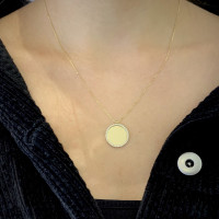 585er Collierkette mit Gravurplatte Rund Platte Gold Kette m