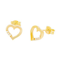 585er Gelbgold Ohrstecker Herz mit Zirko gallery