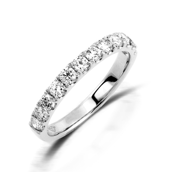 750er Weißgold Memory Ring Diamanten zus. ca. 0,52 ct. Krappenfassung Gr. 56