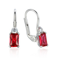 585 Gold Ohrringe synth. Rubin 1,25ct. - Zirkonia 1