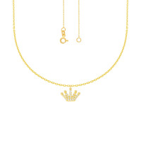 585er Gelbgold Collierkette mit Krone An gallery