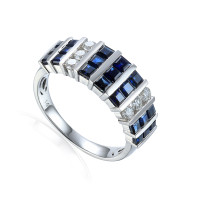 585er Weißgold Damenring mit Saphi gallery