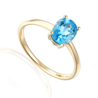 585er Gelbgold Damenring mit Blautopas 1 gallery