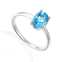 585er Weißgold Damenring mit Blaut gallery