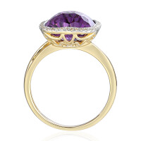 585er Gelbgold Damenring mit Amethyst 4,78ct. und Brillanten