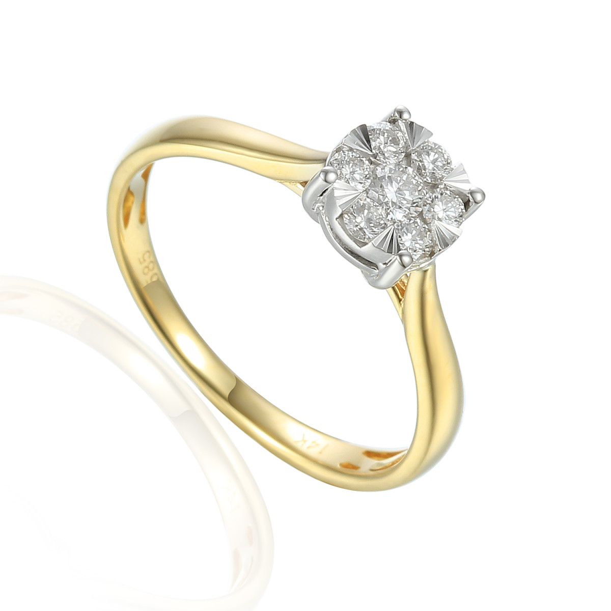 585er Gelbgold Verlobungsring Solitärring Diamant...