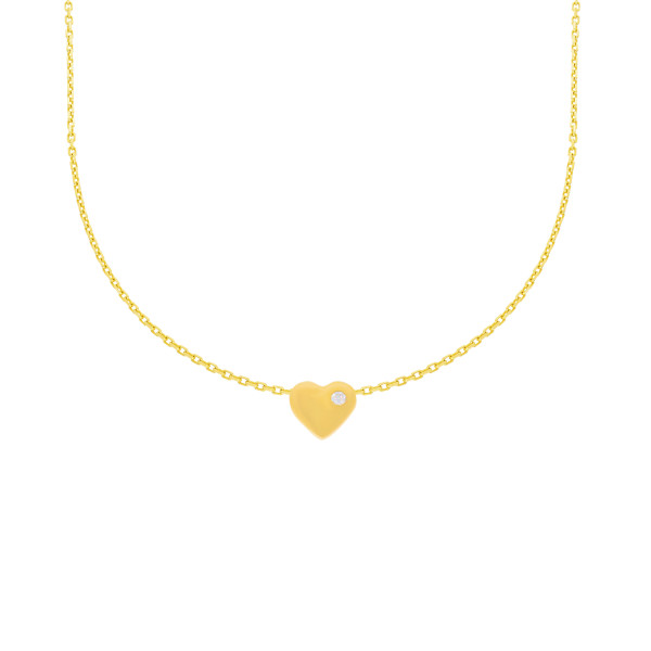 585er Gelbgold Collierkette mit Herz Anhänger Zirkonia