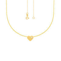 585er Gelbgold Collierkette mit Herz Anhänger Zirkonia 