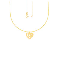 585er Gelbgold Collierkette mit Herz Anhänger 3x Zirkon