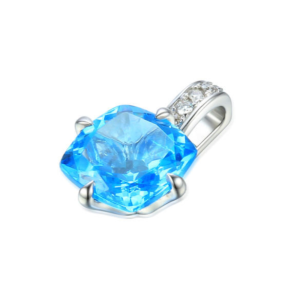 Damen 585er Weissgold Ohrringe Blautopas Diamanten Ohrringe Ohrhänger,  790,00 €