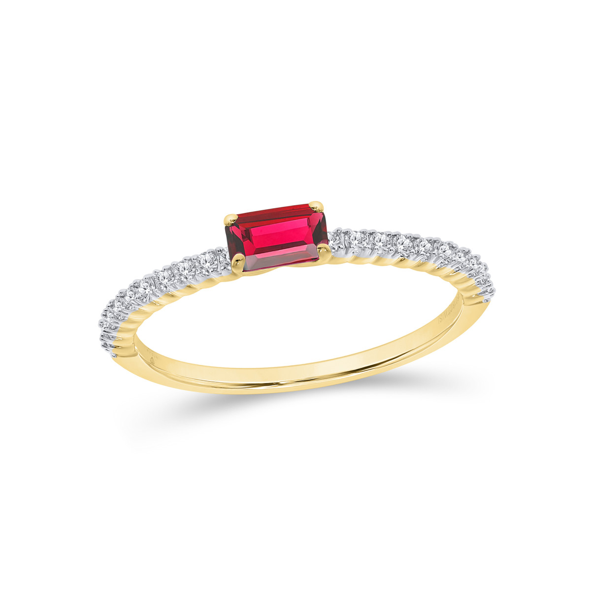 585er Gelbgold Damenring mit Rubin 0,33ct. und Brillanten...