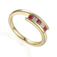 585er Gelbgold Damenring mit Rubin 0,21c gallery