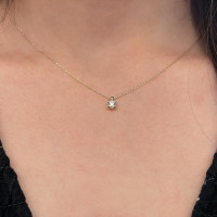 585er Gelbgold Collierkette Solitaire mit Zirkonia 6er Krapp