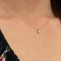 585er Gelbgold Collierkette Solitaire mit Zirkonia 6er Krapp