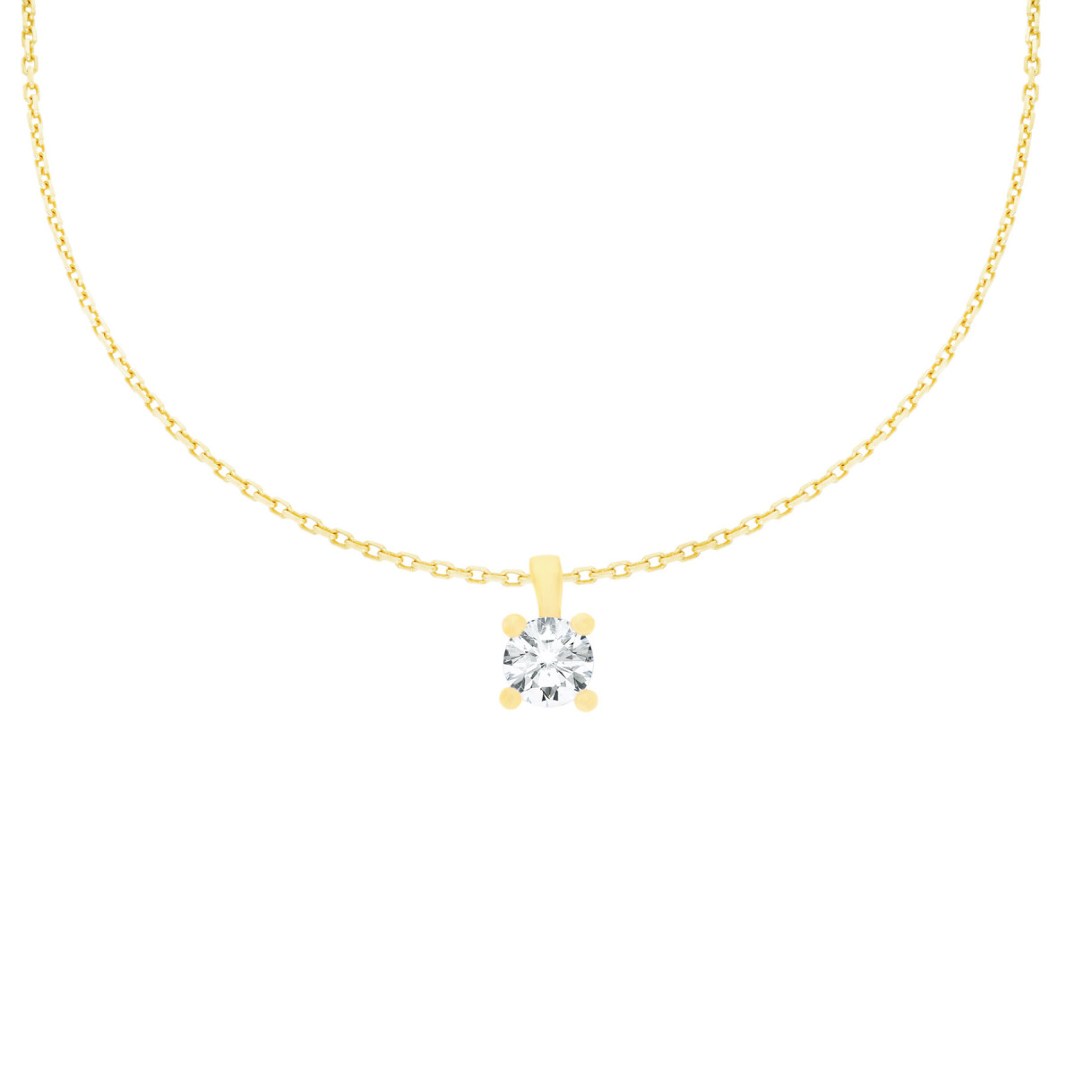 585er Gelbgold Collierkette Solitaire mit Zirkonia 4er...