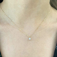 585er Gelbgold Collierkette Solitaire mit Zirkonia 4er Krapp
