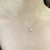 585er Gelbgold Collierkette Solitaire mit Zirkonia 4er Krapp