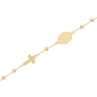 585er Gelbgold Armband Kugeln Rosenkranz Kreuz Mutter Maria 
