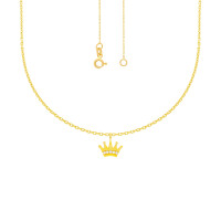 585er Gelbgold Collierkette mit Krone Anhänger Zirkonia