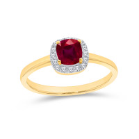 585er Gold Damenring mit Rubin und Diama gallery