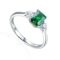 585er Weissgold Damenring mit synth. Sma gallery