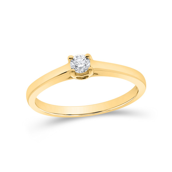Verlobungsring 585er Gelbgold 0,15ct. Diamant 4er Krappen Herzausschnitt