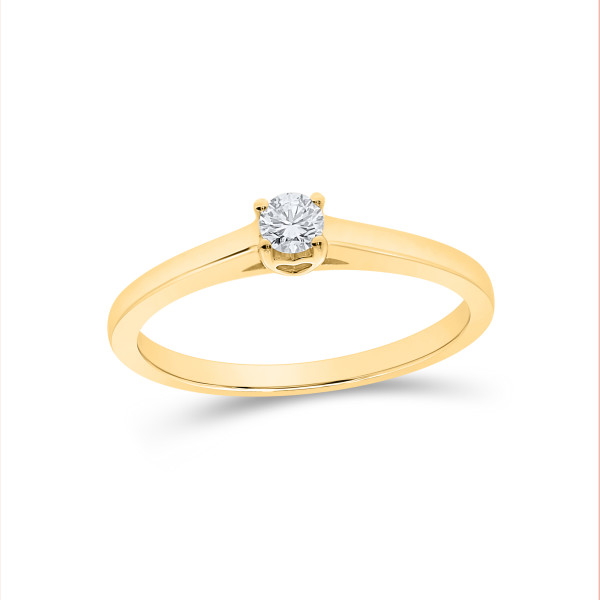 Verlobungsring 585er Gelbgold 0,10ct. Diamant 4er Krappen Herzausschnitt