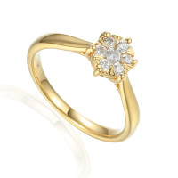 585er Gelbgold Damenring Solitair mit Zi gallery