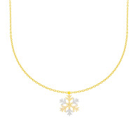 585er Gelbgold Collierkette mit Schneefl gallery