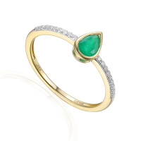 585er Gelbgold Damenring mit Smaragd 0,2 gallery