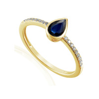 585er Gelbgold Damenring mit Saphir ca.0 gallery