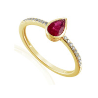 585er Gelbgold Damenring mit Rubin ca.0, gallery