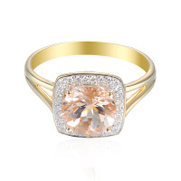 585er Gelbgold Damenring mit Morganit 1,63ct. und Diamanten 
