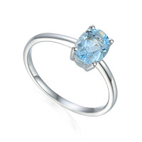 585er Weißgold Damenring Aquamarin gallery