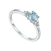 585er Weißgold Damenring mit Aquam gallery