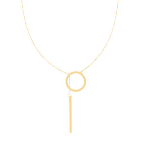 585er Gold Halskette mit Kreis und gleitendem Steg 45cm